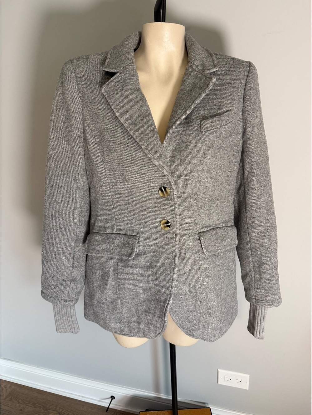 Favorite Daughter Women's Gray Wool Blend Blazer Jacket Size L